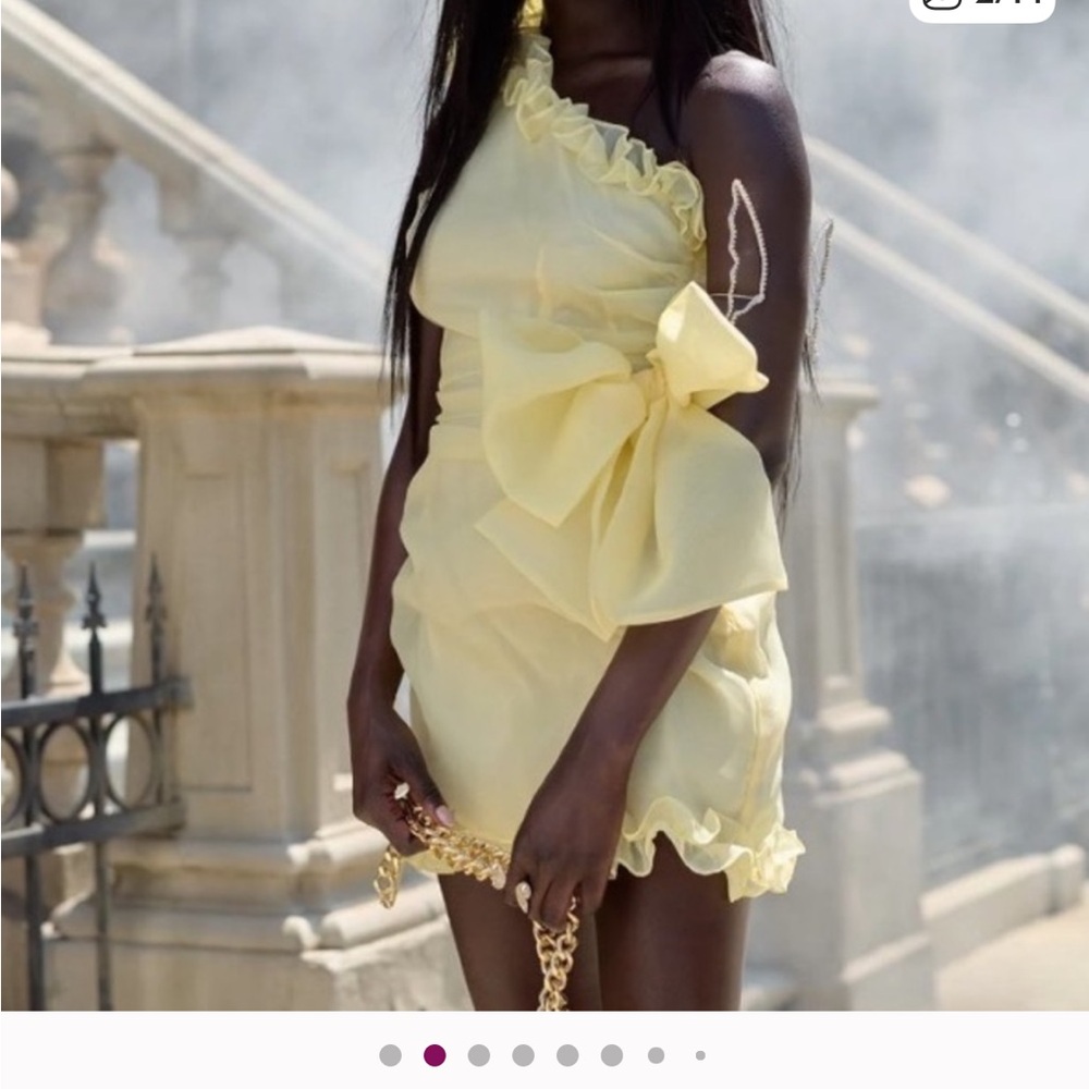 Selkie Pale Yellow Ruffle Carrie Dress